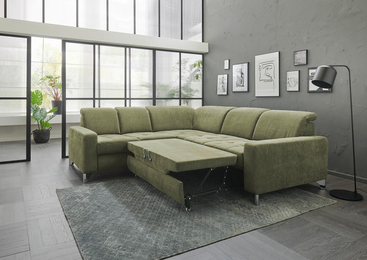 Rohová sedačka GULL, levá, světle zelená - barvy stříbra/světle zelená, Moderní, kov/textil (246/272cm)