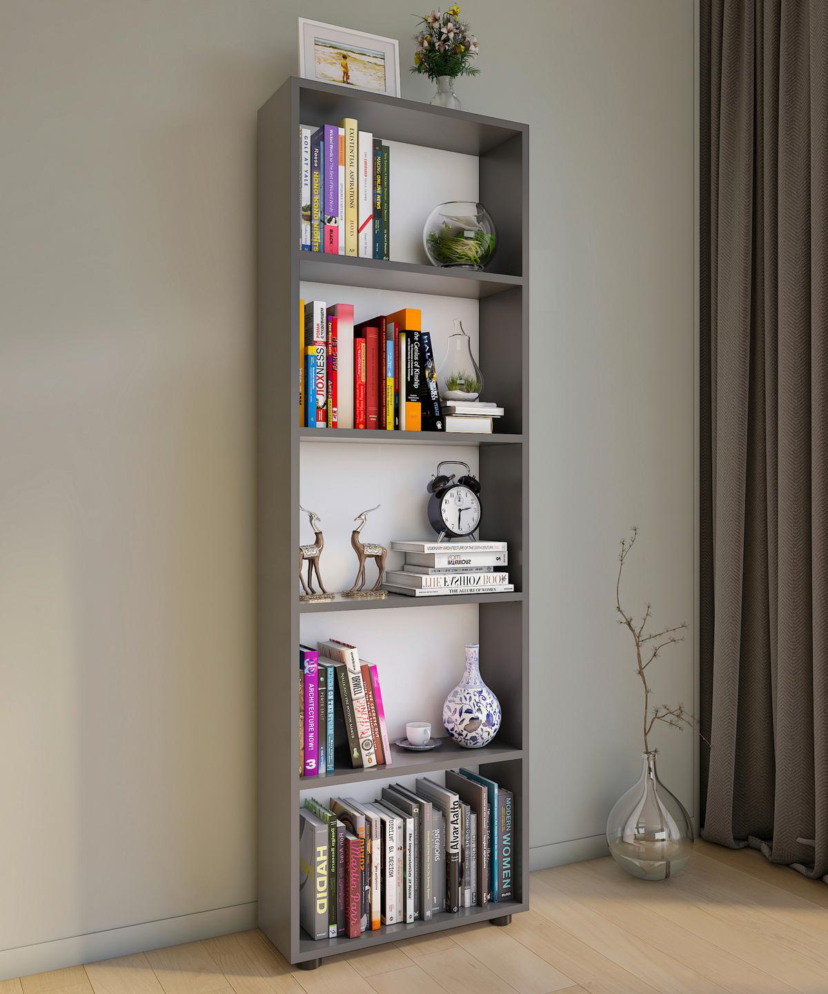 Regal Bulas Anthrazit B: 56 cm - Anthrazit/Schwarz, Basics, Holzwerkstoff (56/169/20cm) - MID.YOU