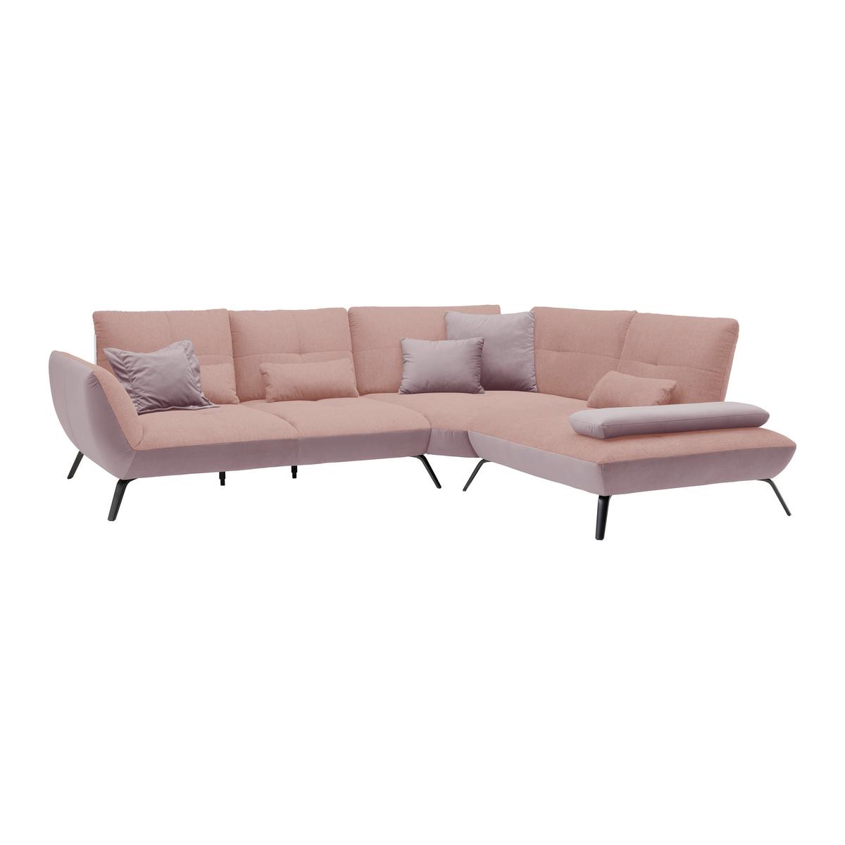 Rohová sedačka TRENDY, pravá, šeříková / růžová - růžová/černá, Moderní, kov/kompozitní dřevo (310/93/250cm) - Premium Living