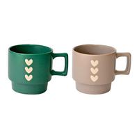 Kaffeetasse Lina - Taupe/Grün, Basics, Keramik (8/7.5/8cm) - Luca Bessoni