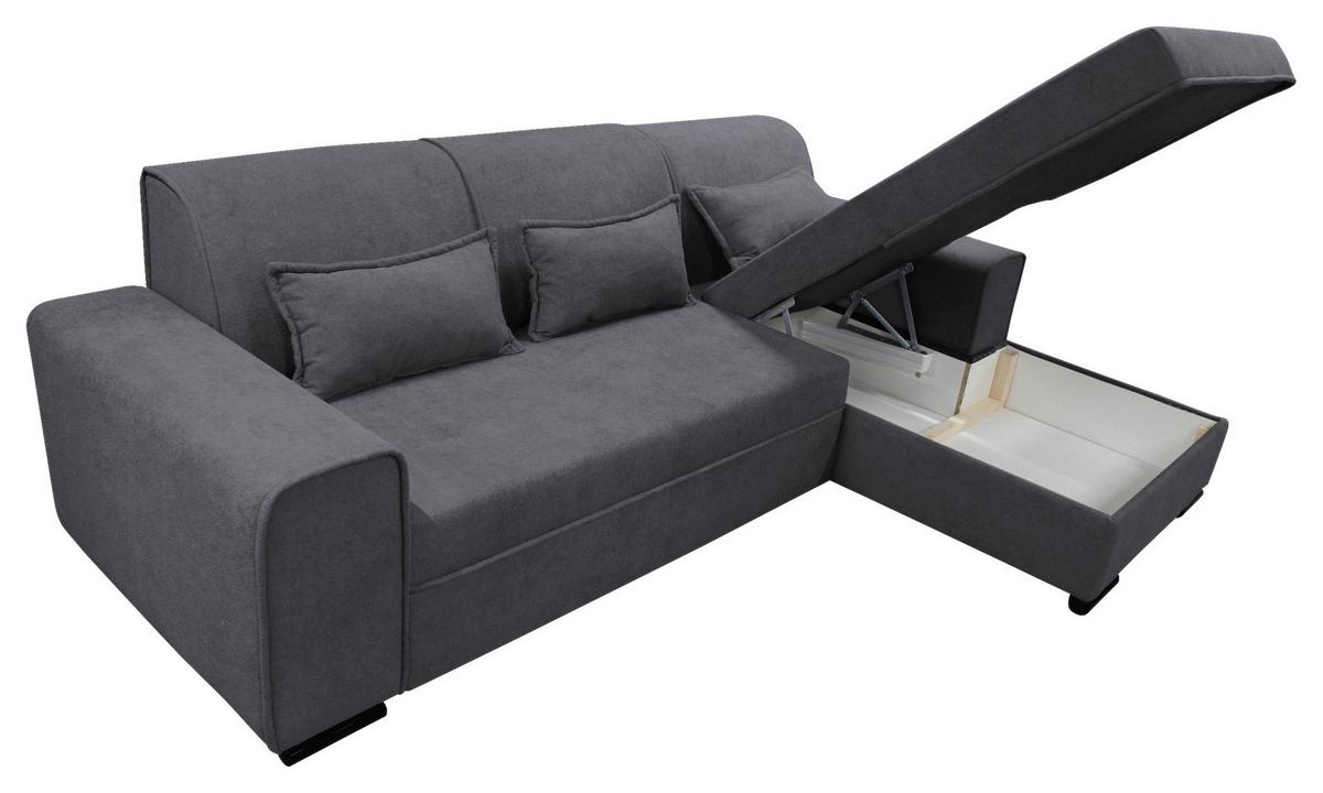 Ecksofa Classic Dunkelgrau 270x175 Cm - Dunkelgrau/Schwarz, Design, Textil (270/175cm) - MID.YOU