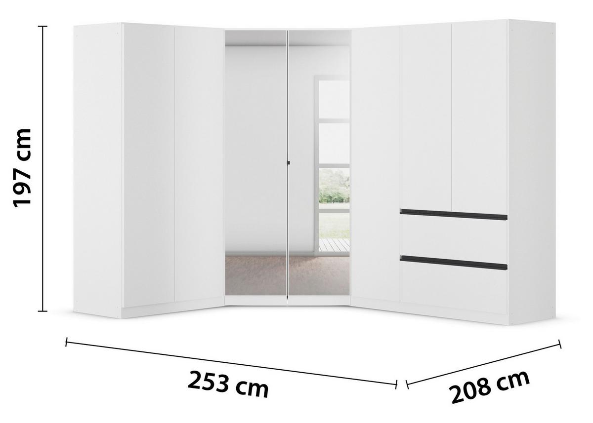 Eckkleiderschrank Costa Weiß B: 208 cm - Weiß, MODERN, Holzwerkstoff (208/197/253cm) - Rauch Möbel