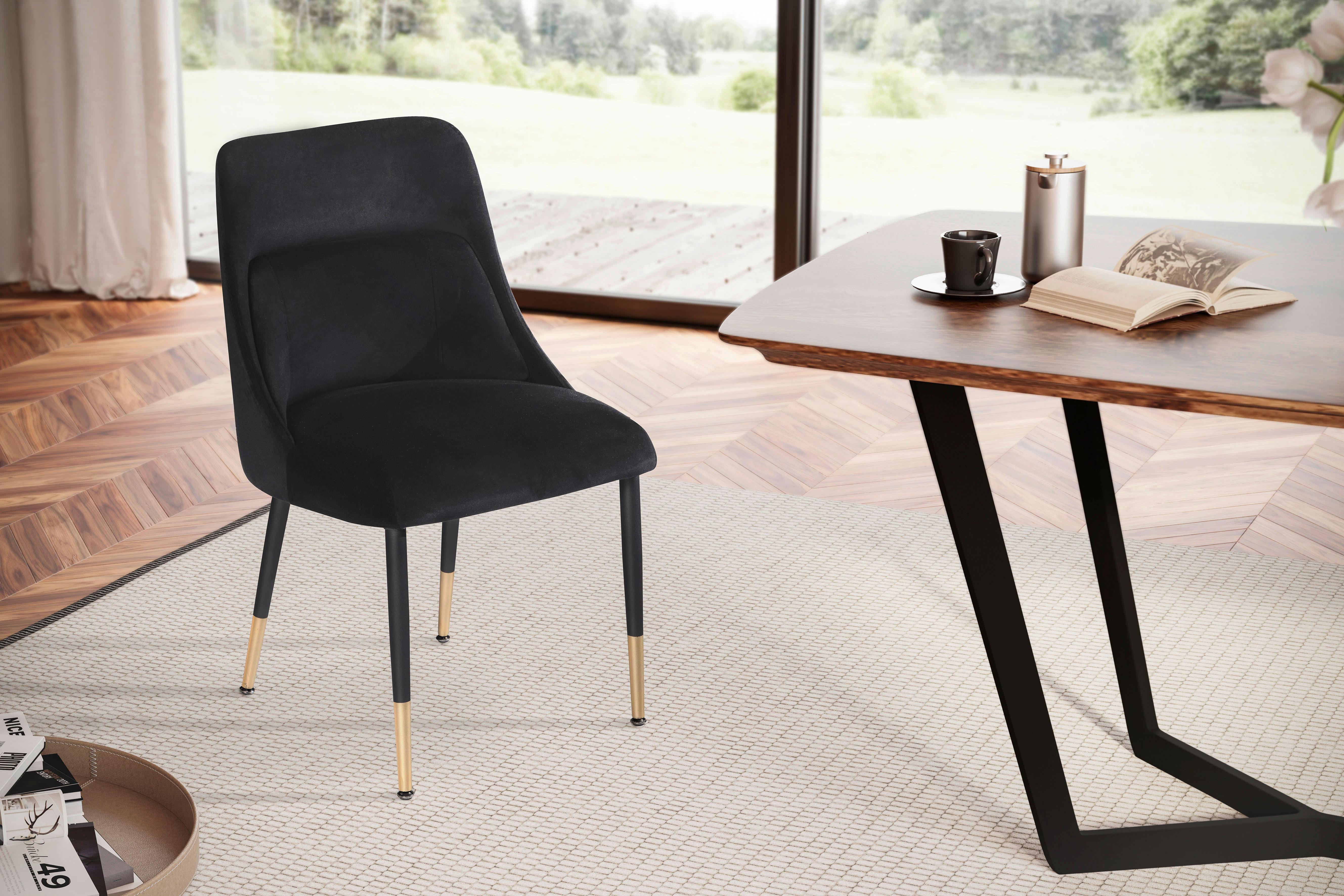 Židle černa/zlatá - černá/barvy zlata, Design, kov/textil (49/85/56cm) - Livetastic