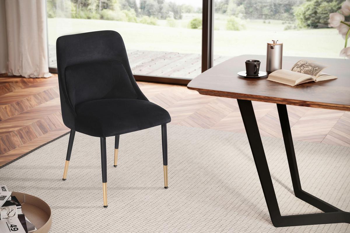 Židle černa/zlatá - černá/barvy zlata, Design, kov/textil (49/85/56cm) - Livetastic