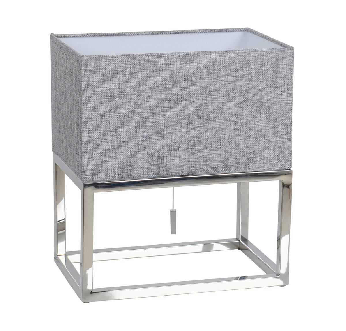 Tischlampe Grau Mit Zugschalter - Grau, Design, Kunststoff/Textil (19/34cm) - Näve