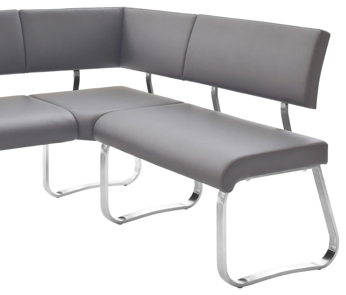 Eckbank Grau Lederlook Arco 200x150 cm - Edelstahlfarben/Grau, Design, Textil/Metall (200/150cm) - Livetastic