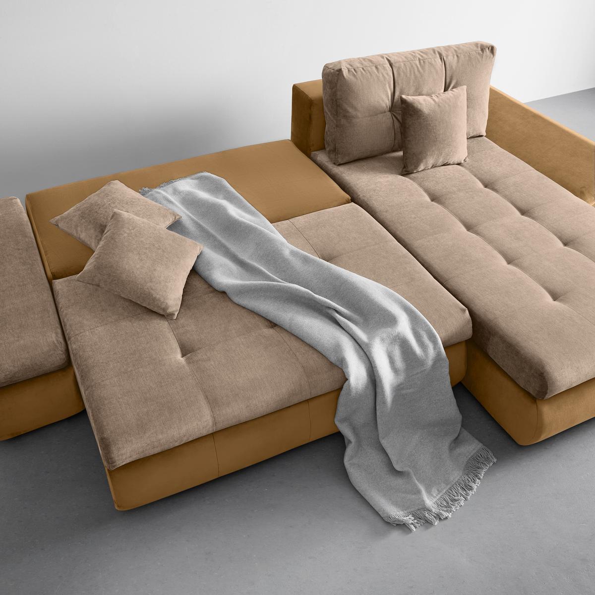 Rohová sedačka ENRICO, oboustranná, béžová - černá/barvy chromu, Konvenční, kov/textil (303/88/185cm) - Based