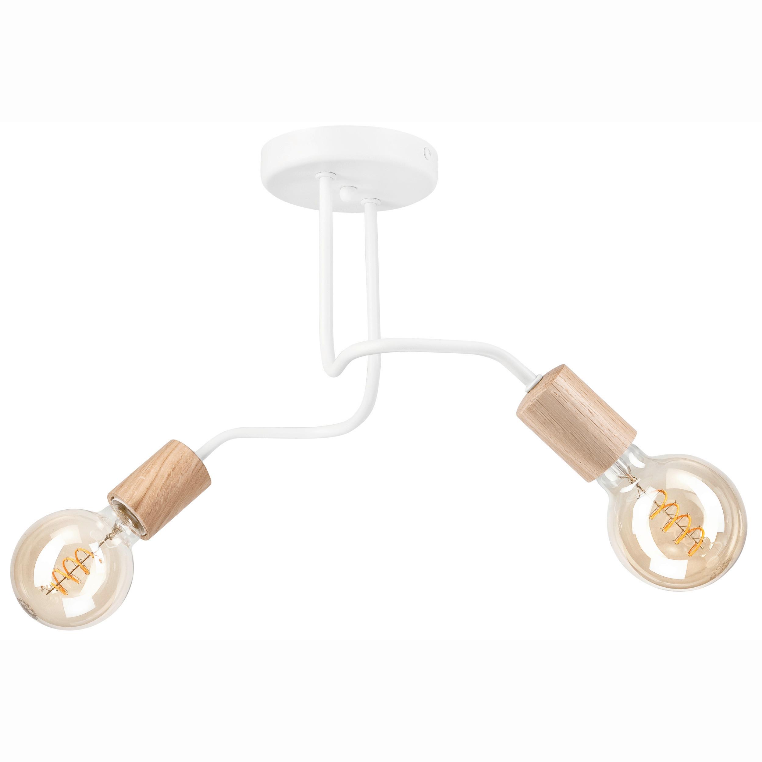 Deckenleuchte Weiß D: 45 cm - Weiß, Basics, Holz/Metall (45/26cm)