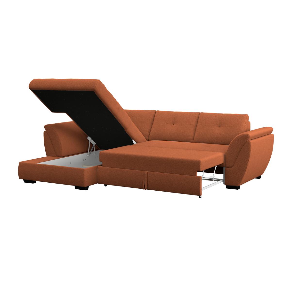 Rohová sedačka BERISSO, ľavá, terakota - čierna/terakotová, Konventionell, textil/plast (187/278cm) - Ondega