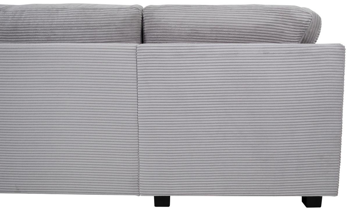 Souprava U MALTE, levá, světle šedý manšestr - černá/světle šedá, Moderní, textil/plast (178/305/155cm) - Based