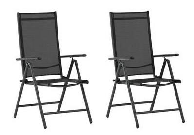 Gartensessel-Set 2-Tlg. Break Metall/Textil - Schwarz, KONVENTIONELL, Kunststoff/Textil (55/108/62cm) - Gardenson