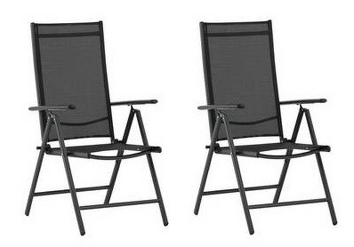 Gartensessel-Set 2-Tlg. Break Metall/Textil - Schwarz, KONVENTIONELL, Kunststoff/Textil (55/108/62cm) - Gardenson
