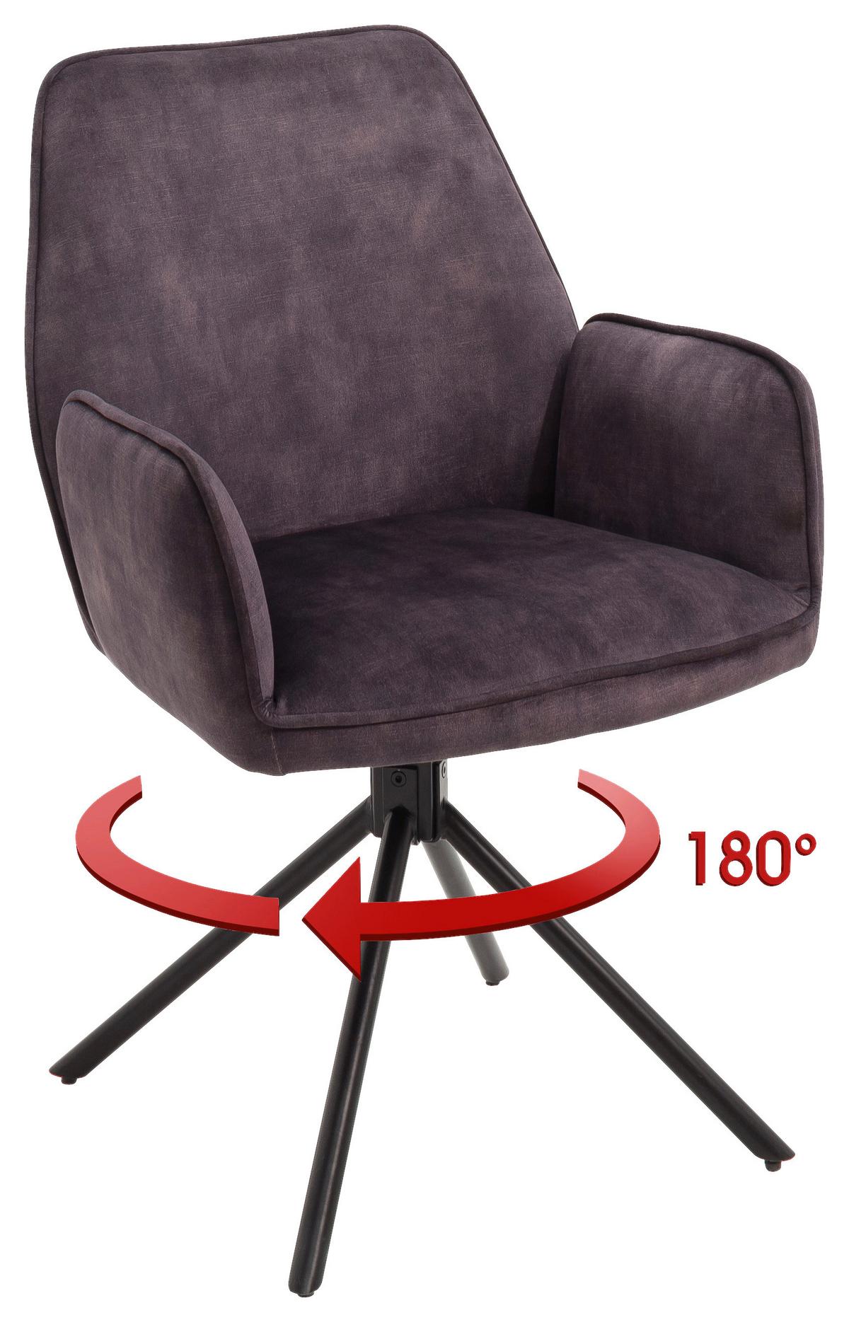 ŽIDLE S PODRUČKAMI OTTAWA - černá/antracitová, Moderní, kov/textil (60/89/64cm) - Premium Living