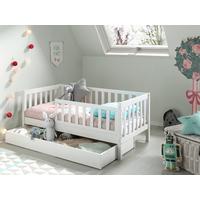 Postel pro děti a mládež bílá se vysouvací zásuvkou - bílá/přírodní barvy, Moderní, dřevo (70/140cm) - MID.YOU