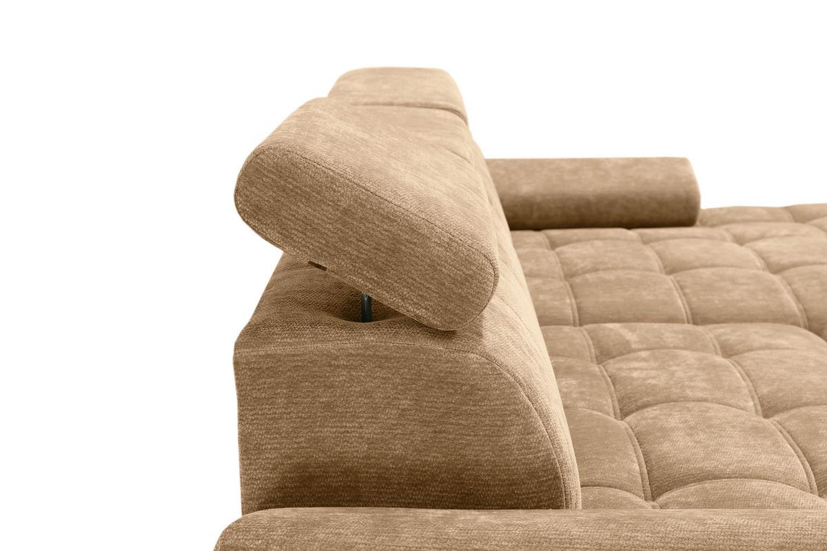Rohová sedačka VEGAS, pravá, béžovohnedá ženilka - béžovohnedá/čierna, Design, drevo/textil (294/173cm)
