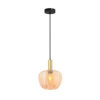 ZÁVĚSNÉ SVÍTIDLO EMO - jantarové barvy/černá, Moderní, kov/sklo (23/120cm) - Mömax