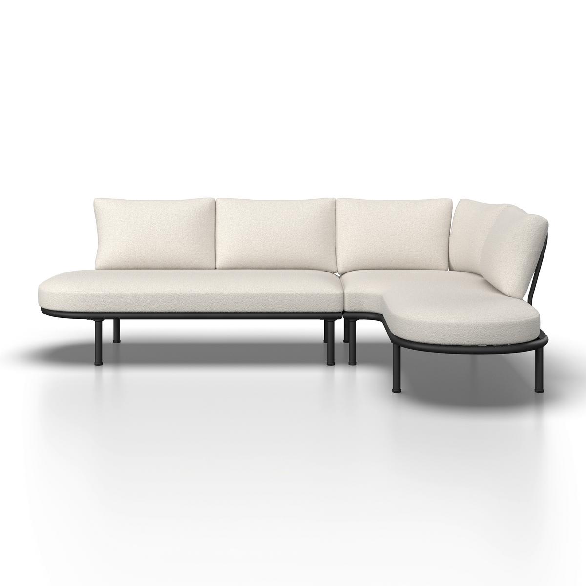 TERASOVÁ SEDACÍ SOUPRAVA CHARLOTTA - černá/krémová, Moderní, kov/textil (242,5/78/75,5cm) - Bessagi Garden