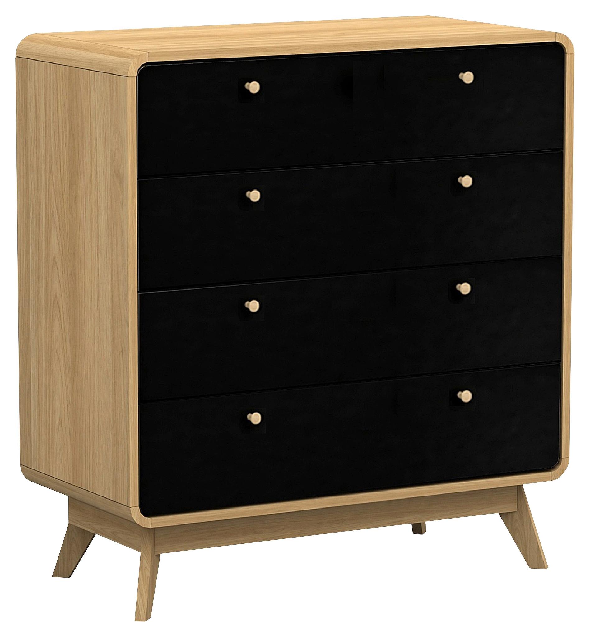 Kommode Cassie Schwarz/Eichefarben 80 cm - Eichefarben/Schwarz, Design, Holzwerkstoff (80/88/39cm) - MID.YOU