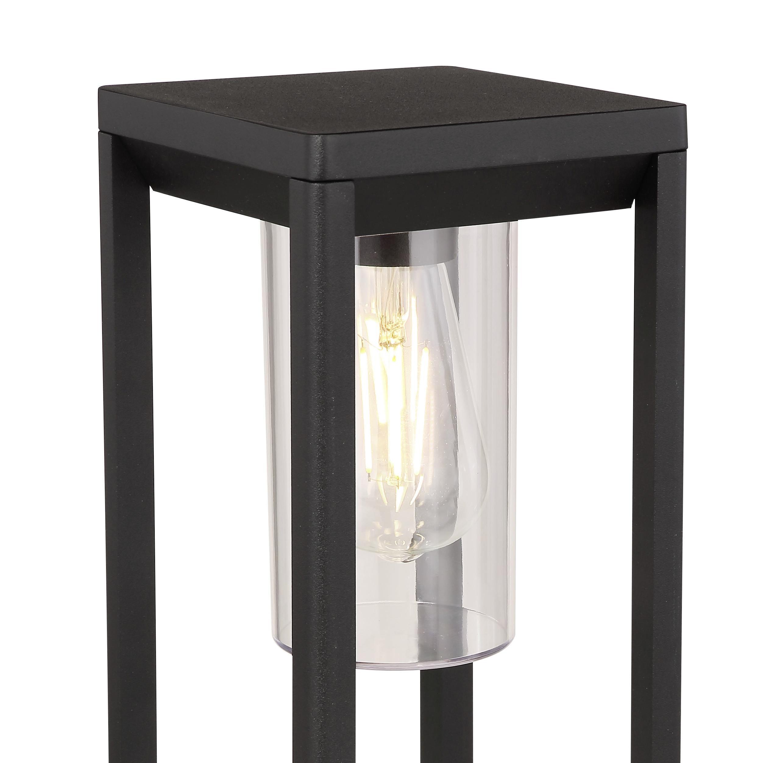 Außenleuchte Candela 15 Watt Aluminium - Klar/Schwarz, Basics, Kunststoff/Metall (15/15/50cm) - Globo