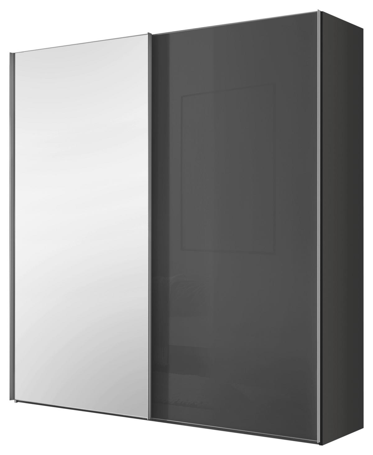 Schwebetürenschrank Lumos Vulkanglas M. Spiegel, B:200cm - Trend, Glas/Holzwerkstoff (200/222/68cm) - Luca Bessoni