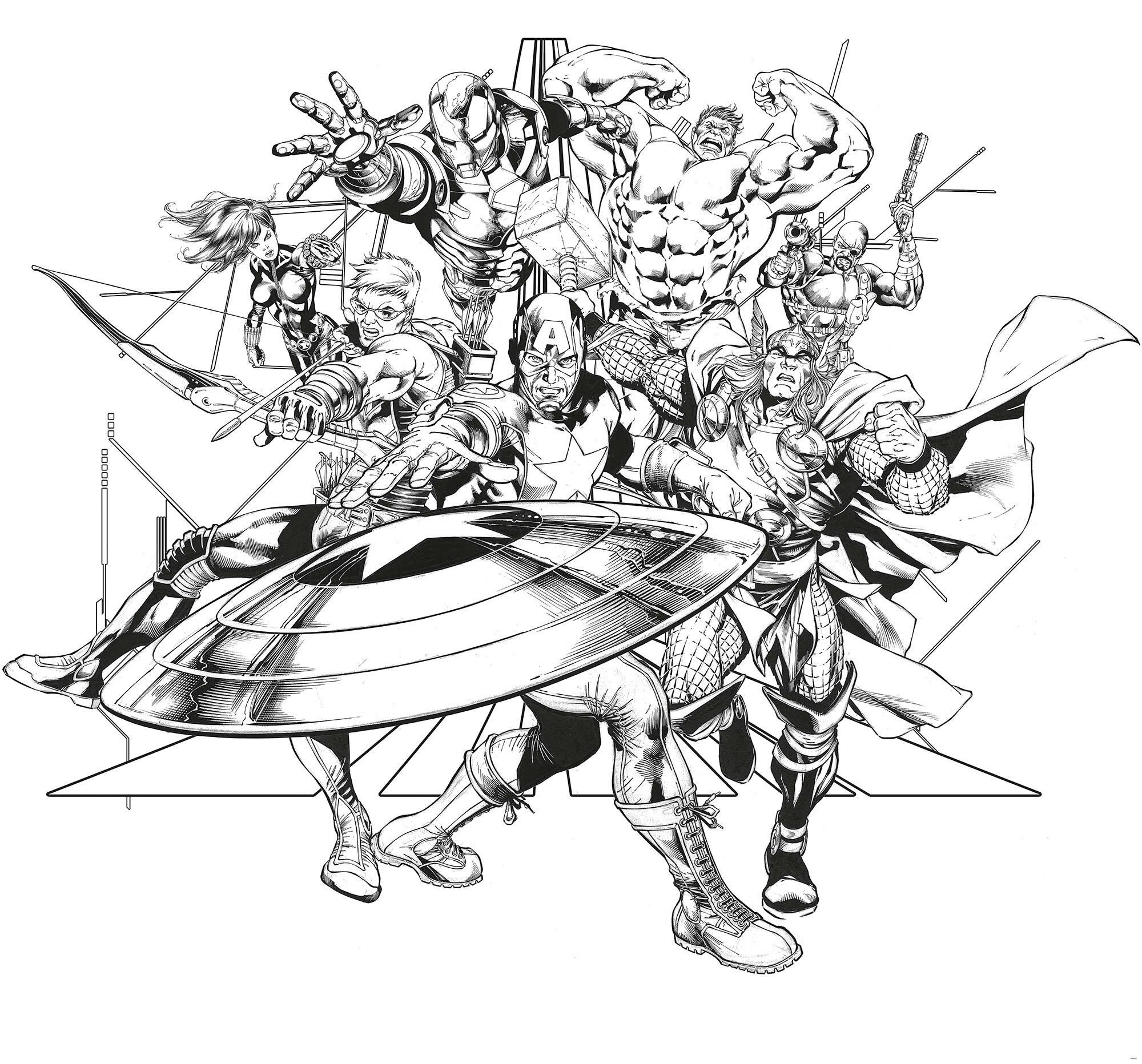 Fototapete Avengers Black And White - Schwarz/Weiß, Trend, Papier (300/280cm)