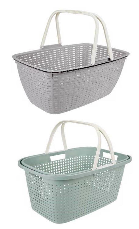 Ruháskosár Kb. 35l - kék/fehér, Basics, műanyag (60/40/26cm) - Ondega