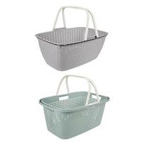 Wäschekorb Bella - Sandfarben/Blau, Basics, Kunststoff (60/40/26cm) - Ondega