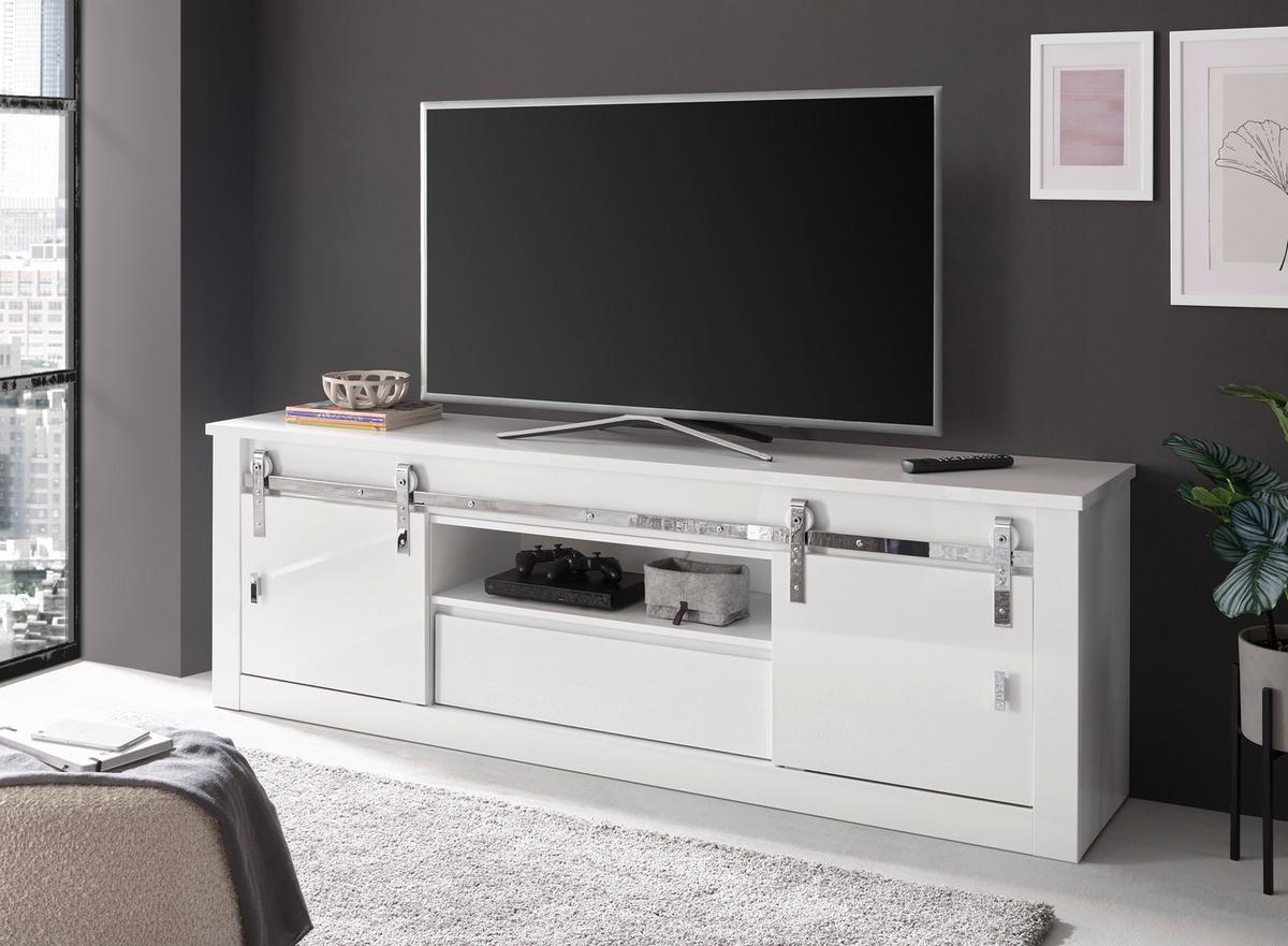 Wandboard Daytona Weiß B: 201  Cm - Weiß Hochglanz/Weiß, Design, Holzwerkstoff (201/65/43cm) - Livetastic