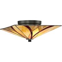 Deckenleuchte Qz-Asheville-F Tiffany - Bronzefarben, Natur, Glas/Metall (38.1/38,1/16,7cm) - Elstead Lighting