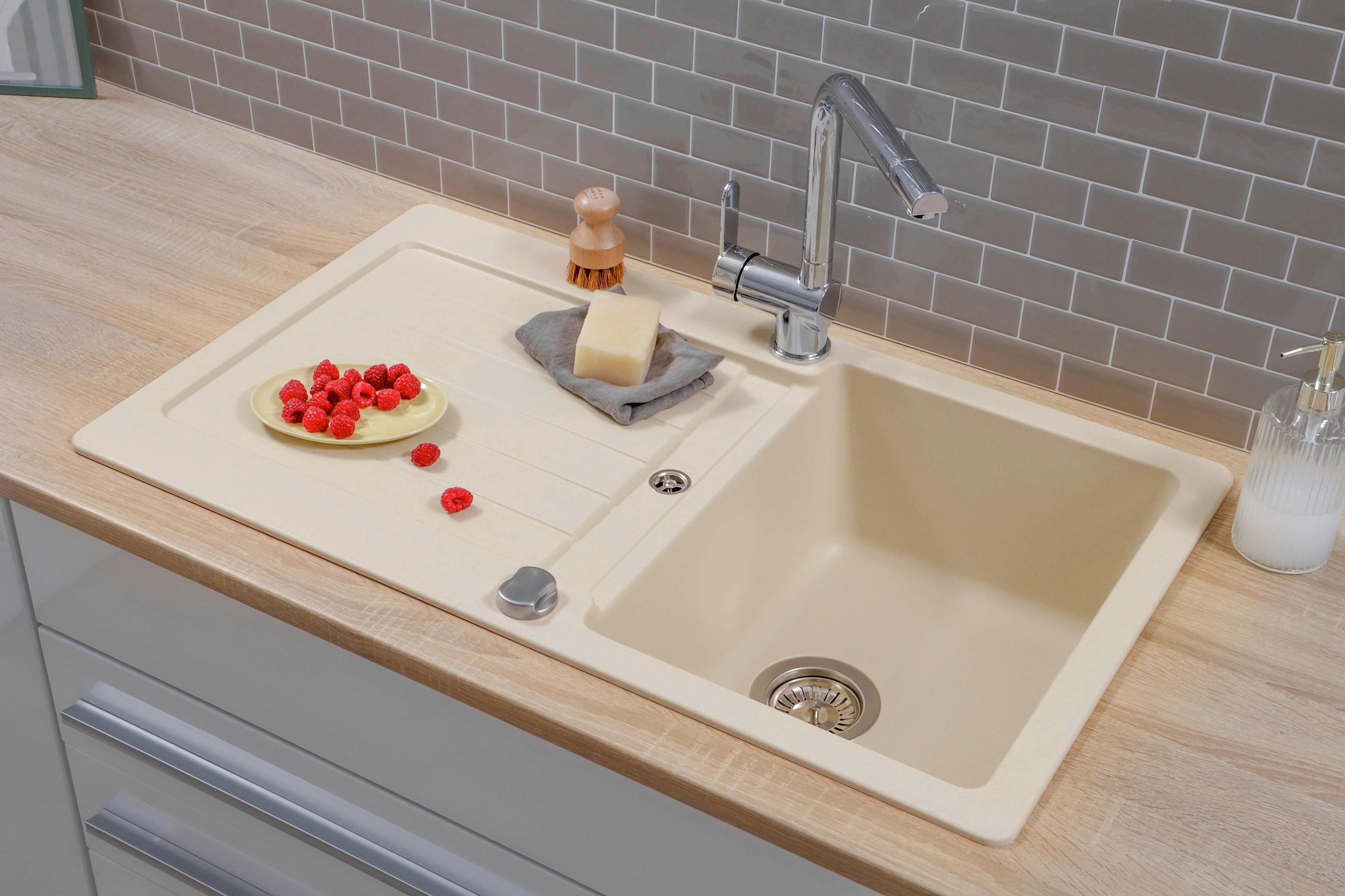 Spüle Austin Creme B: 86 cm - Creme, Design, Stein (86/21/50cm) - Respekta