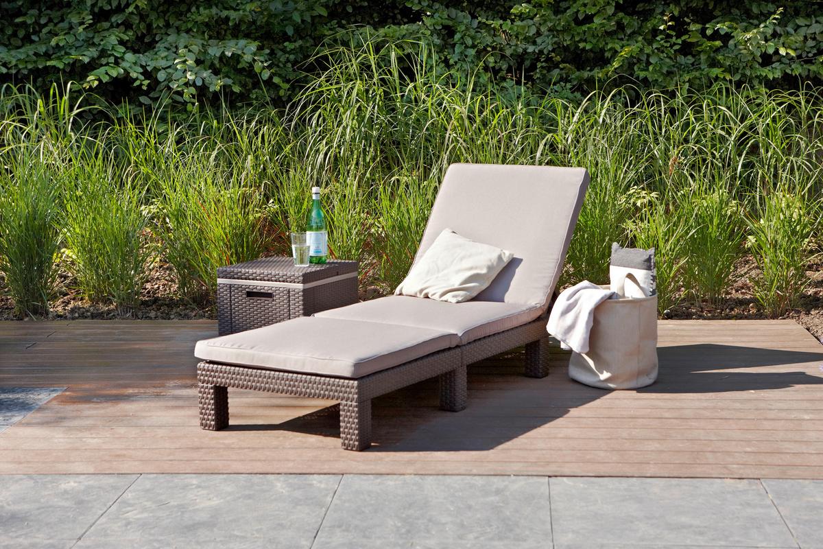 Sonnenliege Daytona Polyrattan verstellbar mit Auflage - Braun, MODERN, Kunststoff (195/64/22cm) - Keter