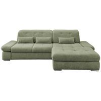 Ecksofa Mit Schlaffunktion Dalida Grün Chenille - Chromfarben/Grün, Design, Textil (300/196cm) - Livetastic