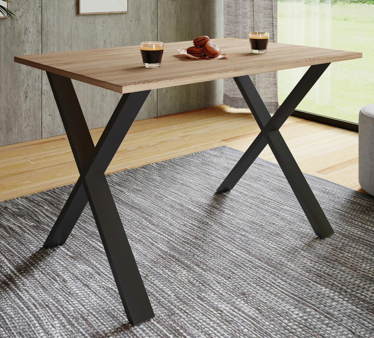 Esstisch Xona 80x80 Cm Schwarz/sonoma Eiche Dekor - Schwarz/Sonoma Eiche, Basics, Holzwerkstoff/Metall (80cm) - MID.YOU