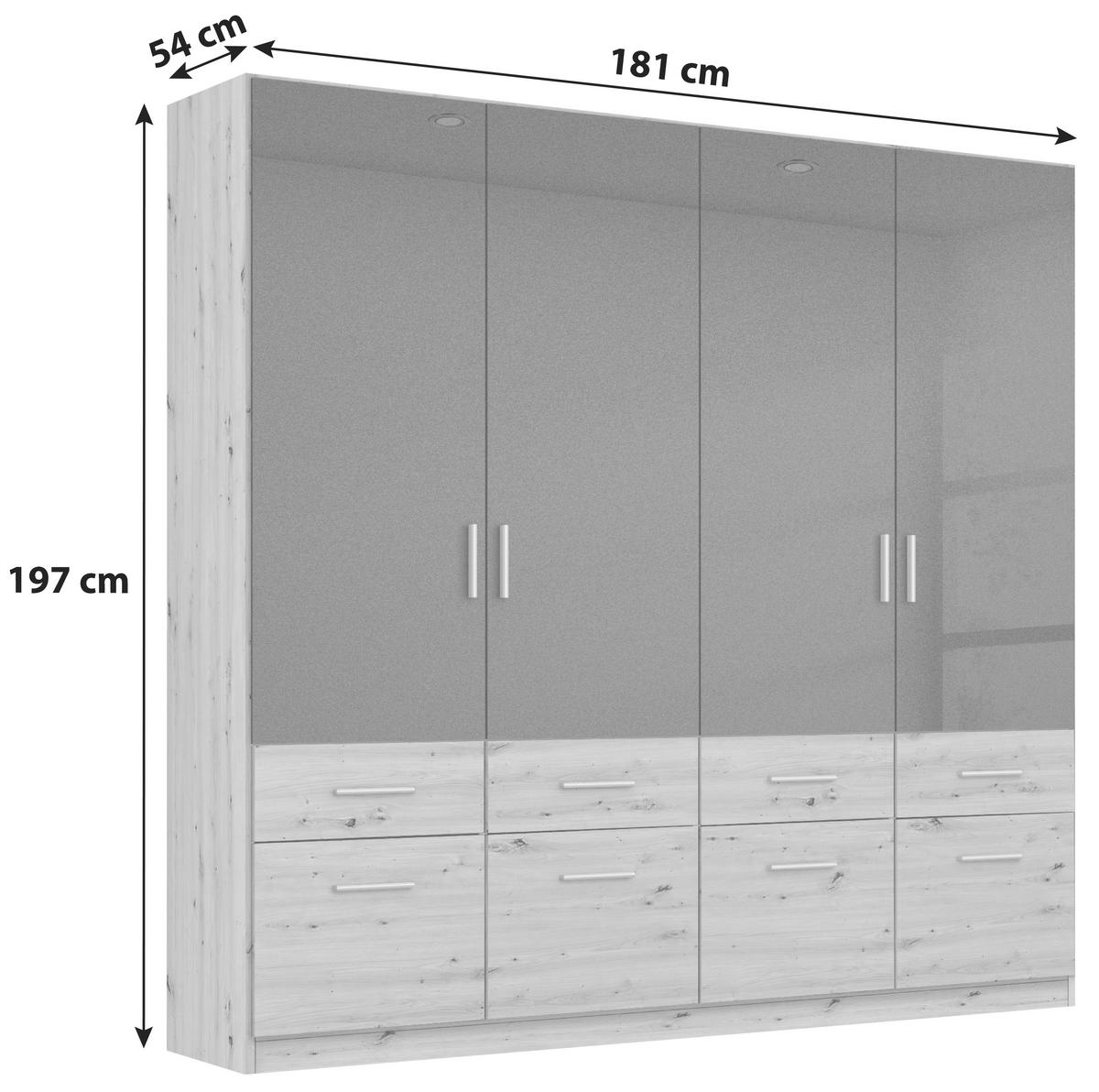 Nyílóajtós Szekrény Celle Extra 181/197 Cm - Artisan tölgy/sötétszürke, Design, faalapú anyag (181/197/54cm)