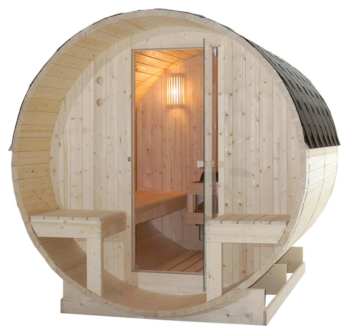 Saunafass Bergen Bergen Fichtefarben B: 189 Cm - Fichtefarben, KONVENTIONELL, Glas/Holz (194,8/220/191,5cm) - Sanotechnik