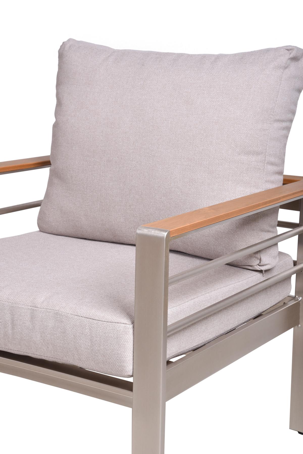 Loungegarnitur 4-Tlg Florence Metall/Kunststoff mit Kissen - Champagner/Silberfarben, MODERN, Kunststoff/Metall - Gardenson