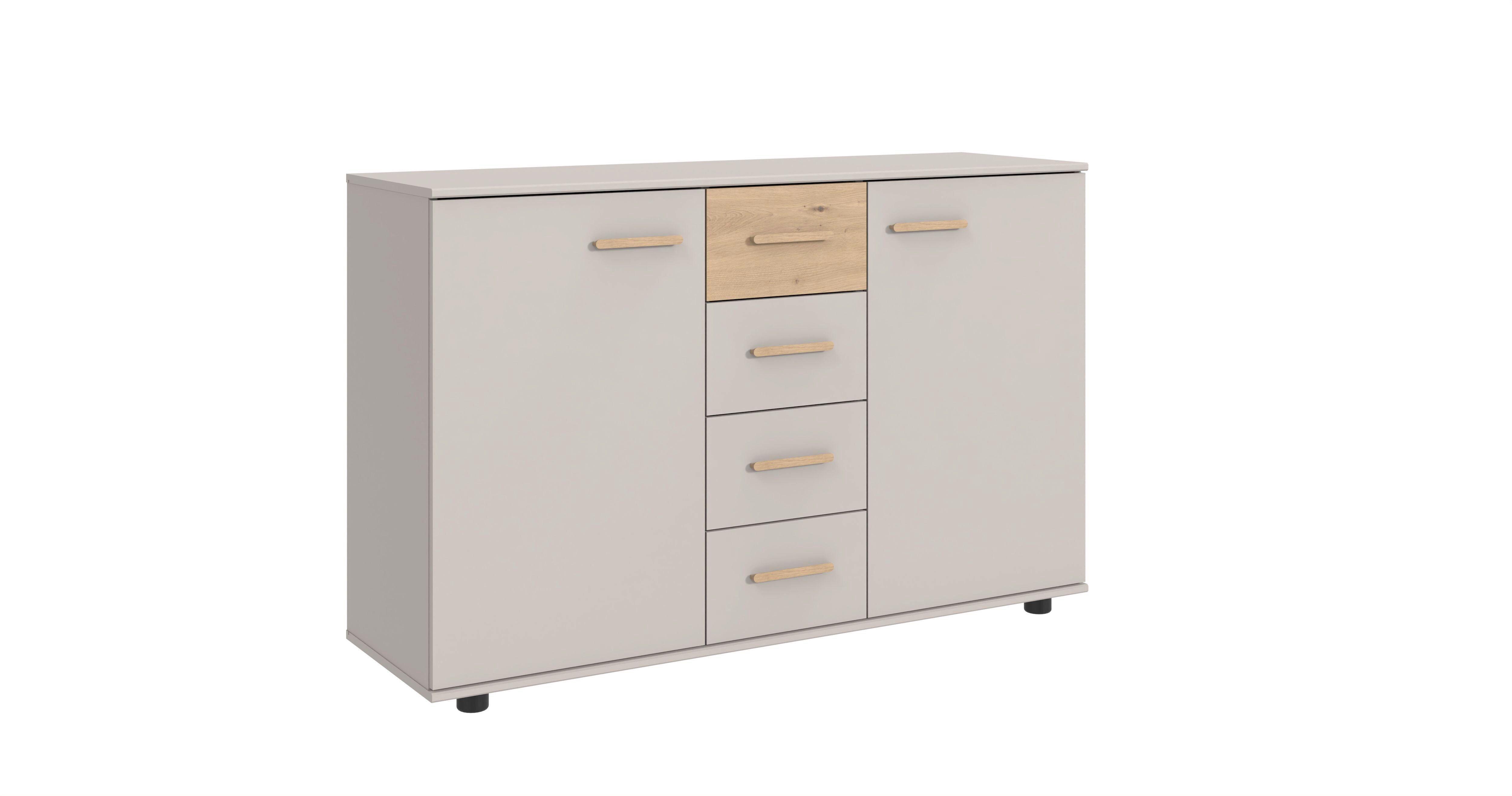 Komoda LUMIO - čierna/kašmírová, Konventionell, kompozitné drevo/plast (130/83/41cm) - Modern Living