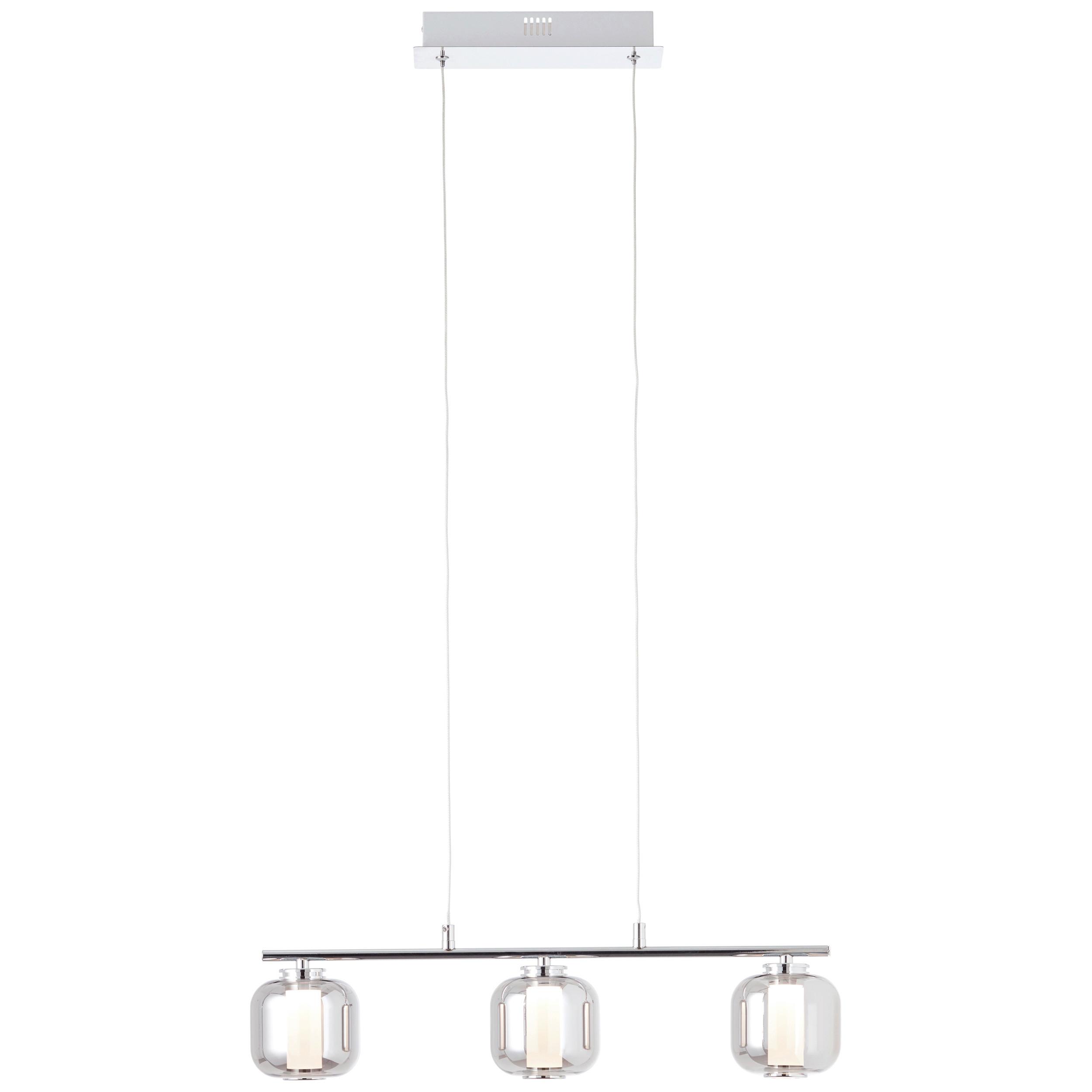 LED-Hängeleuchte Rafa H: 131 cm 3-Flammig - Chromfarben/Grau, Design, Glas/Kunststoff (56,5/11/131cm) - Brilliant