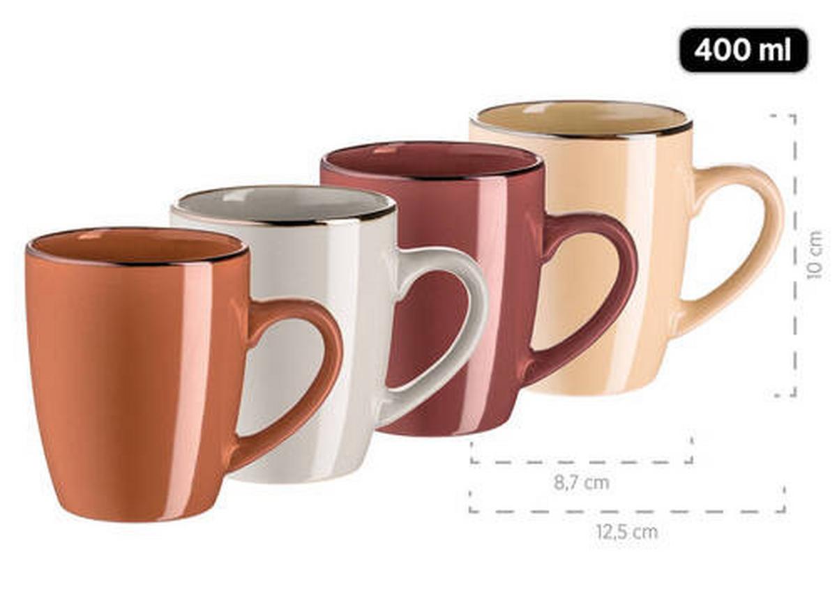 Kombiservice Metallic Rim 4 Personen Geschirr Set - Taupe/Beige, Basics, Keramik (33/31,7/32,5cm) - Mäser