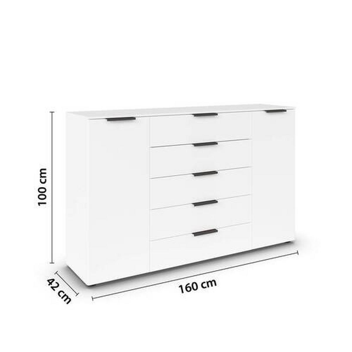 Kommode Flipp Weiß/graphitfarben B: 160 Cm - Schwarz/Graphitfarben, MODERN, Holzwerkstoff (160/100/42cm) - Rauch Möbel