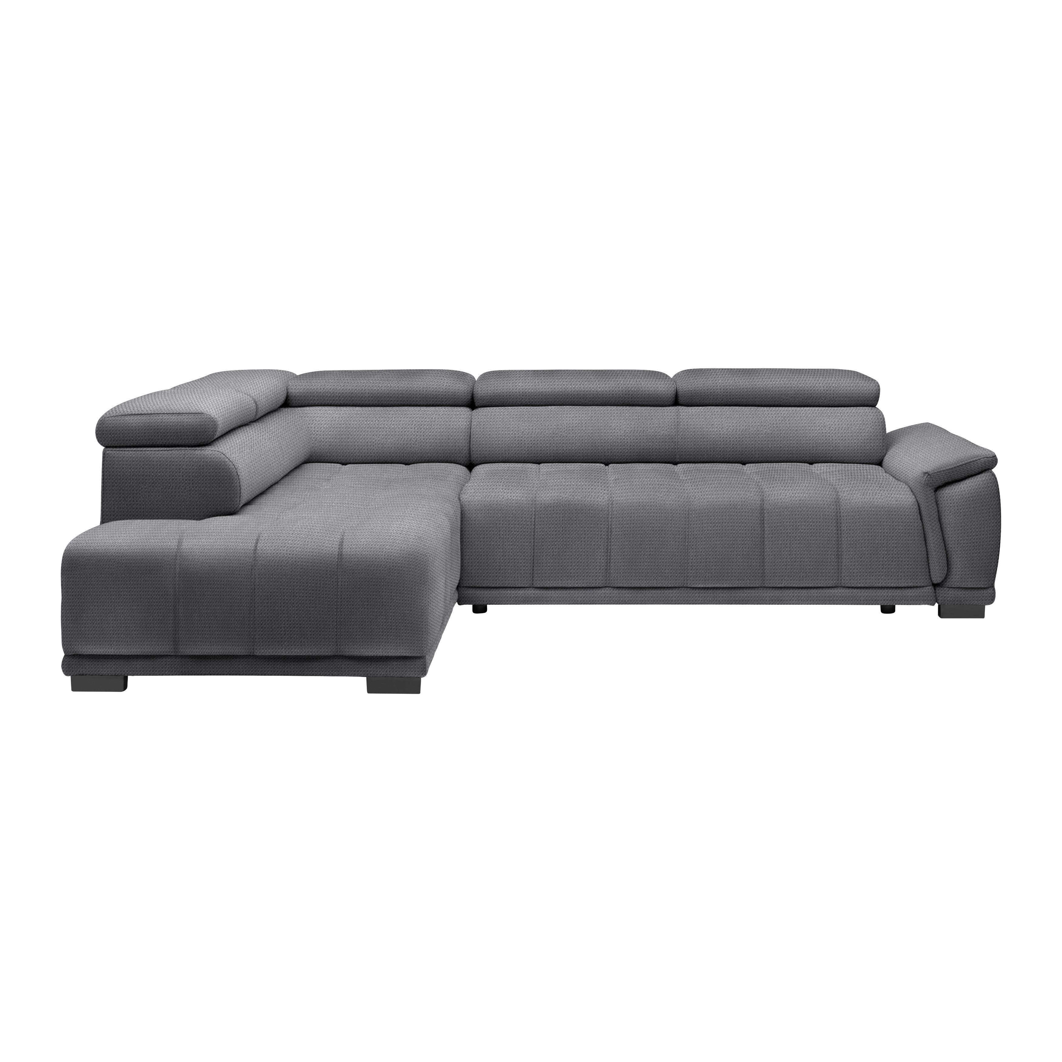 Rohová sedačka GRINALDI, ľavá, modrosivá - čierna/modrosivá, Modern, textil/plast (206/283cm) - Premium Living