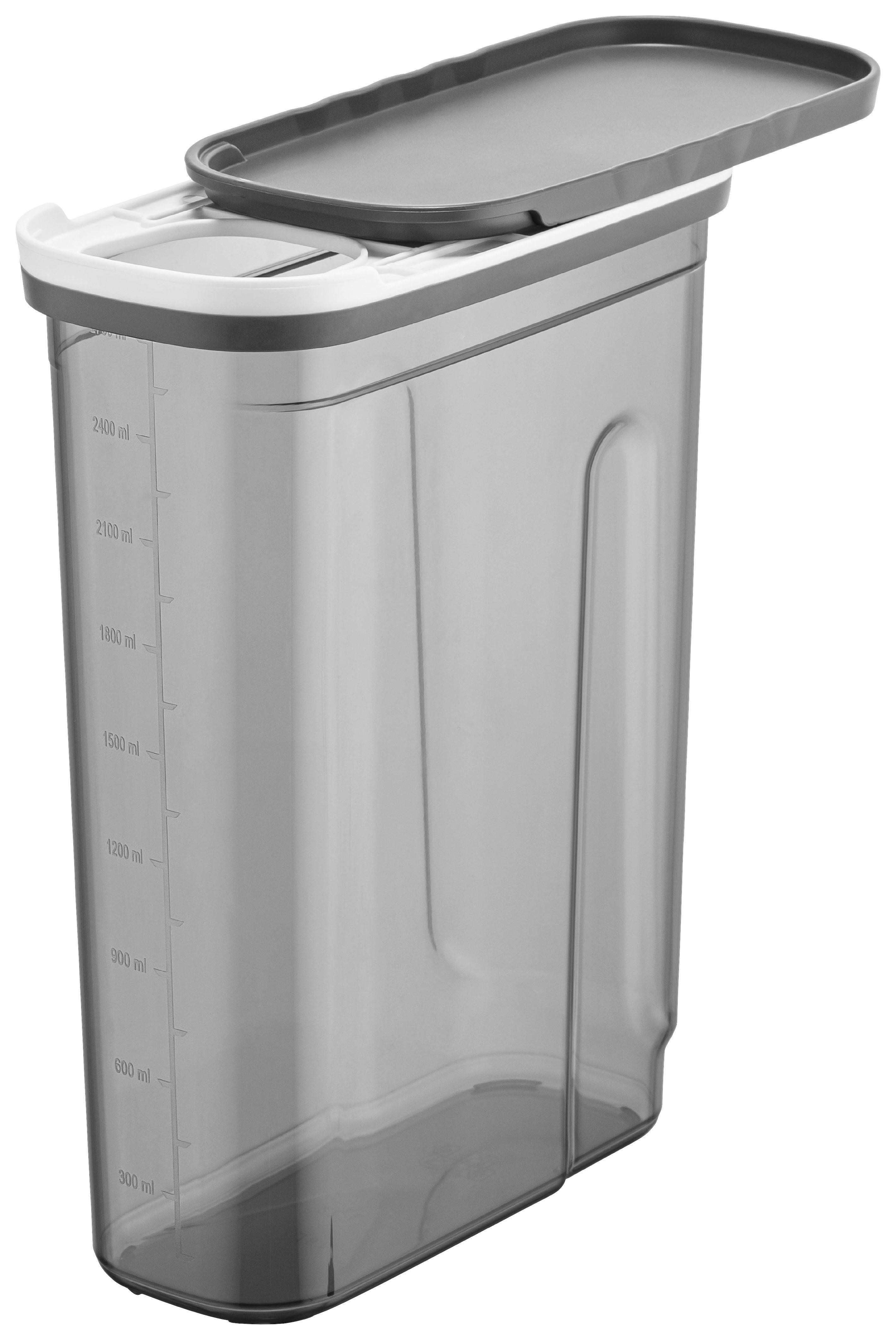 Dóza na sypké potraviny Blacky, 2,7l - číra/antracitová, Modern, plast (19,9/9,5/25,5cm) - Mömax