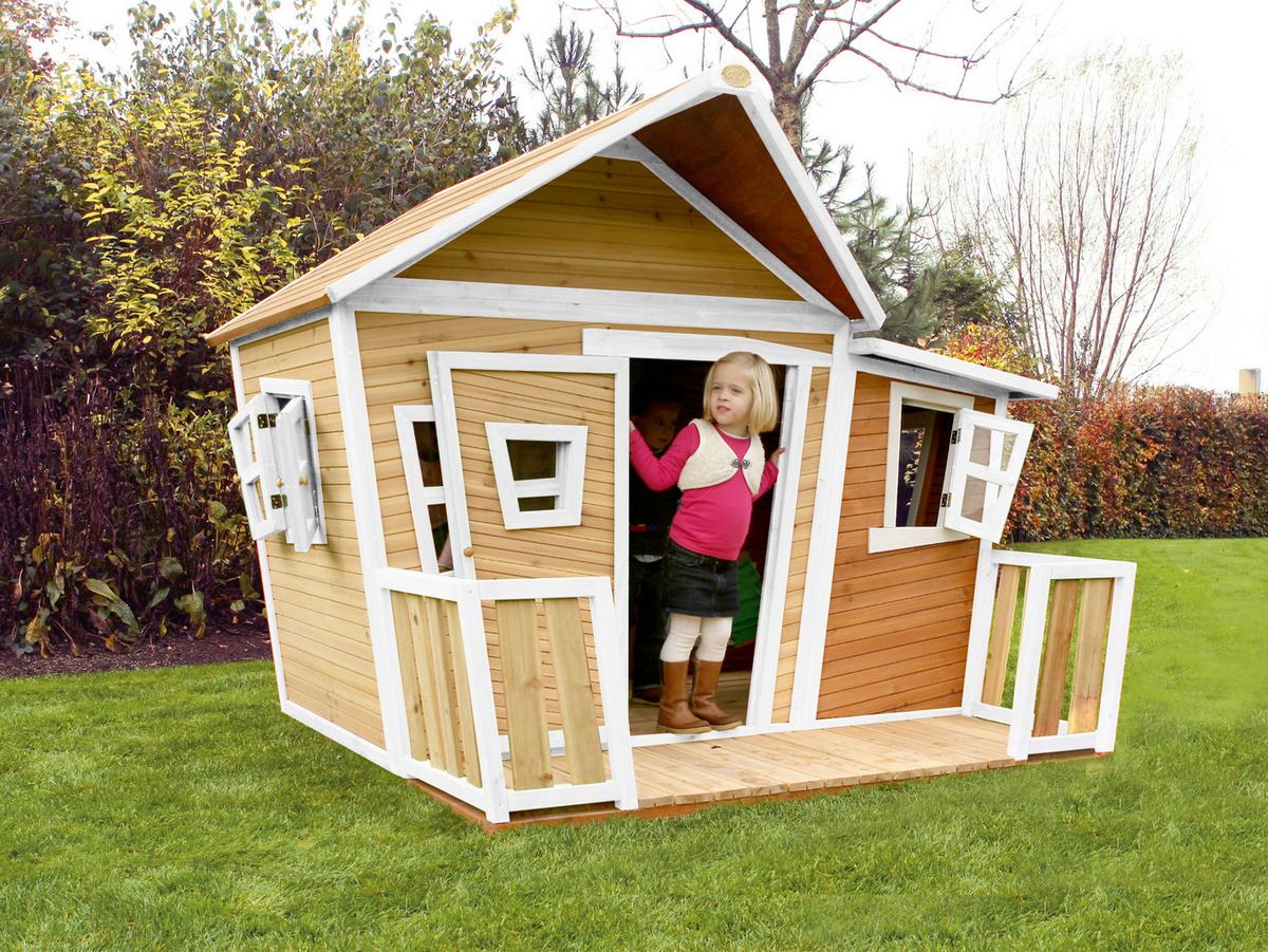 Spielhaus A030.107.01 - Braun/Weiß, KONVENTIONELL, Holz (220/174/193cm) - Ambia Garden