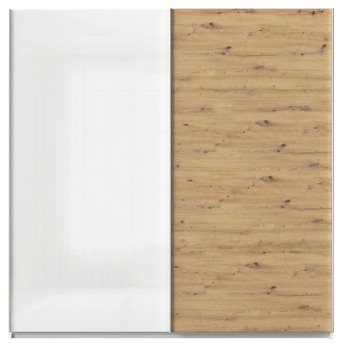 Schwebetürenschrank B: 225cm Feldkirch Weiß/Eiche Dekor - Weiß Hochglanz/Eiche Artisan, MODERN, Holzwerkstoff (225/229/62cm)