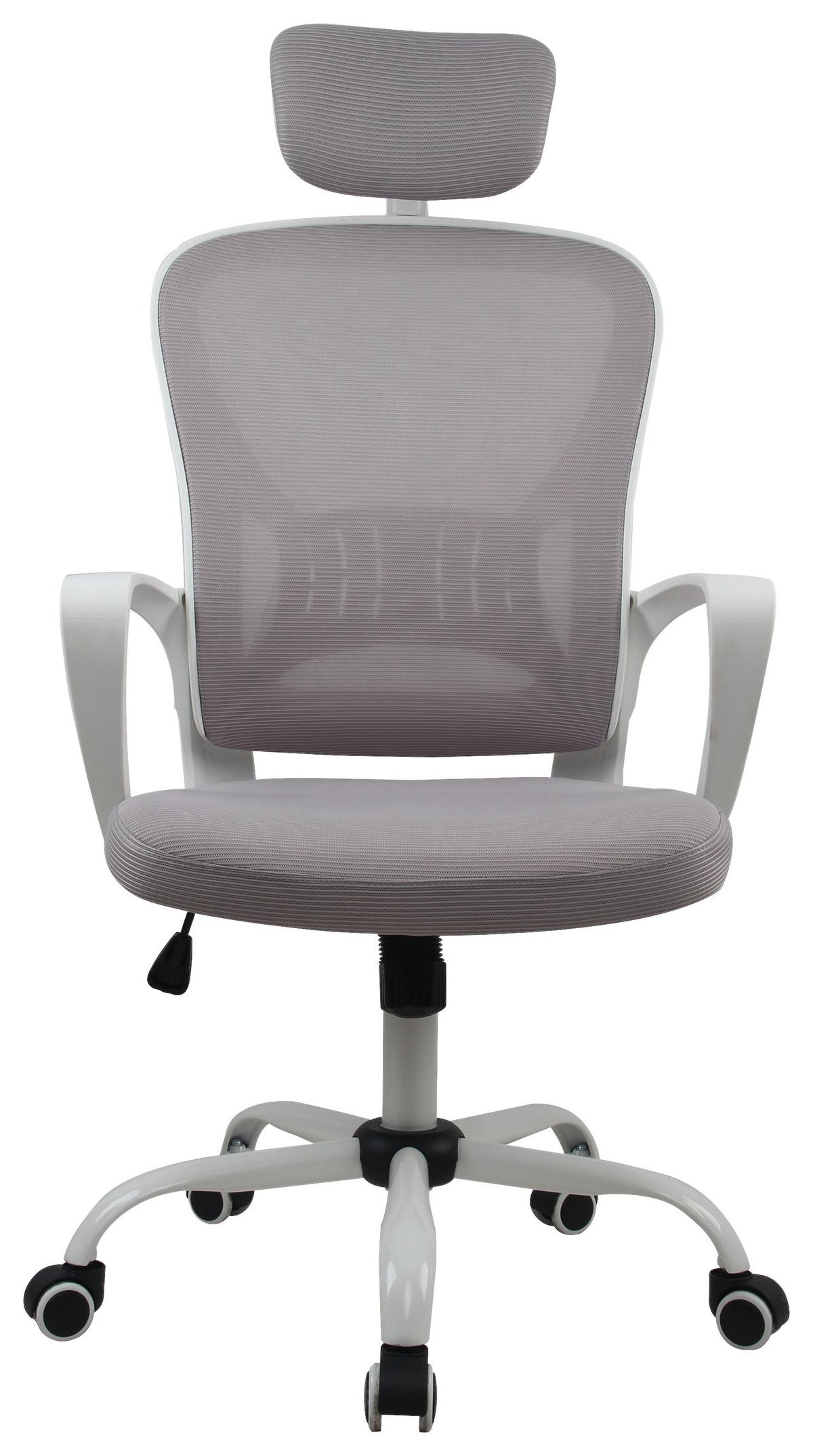 Drehstuhl Caorle Mit Armstützen Hellgrau 140 Kg - Hellgrau/Weiß, MODERN, Kunststoff/Textil (60/118/65cm) - MID.YOU