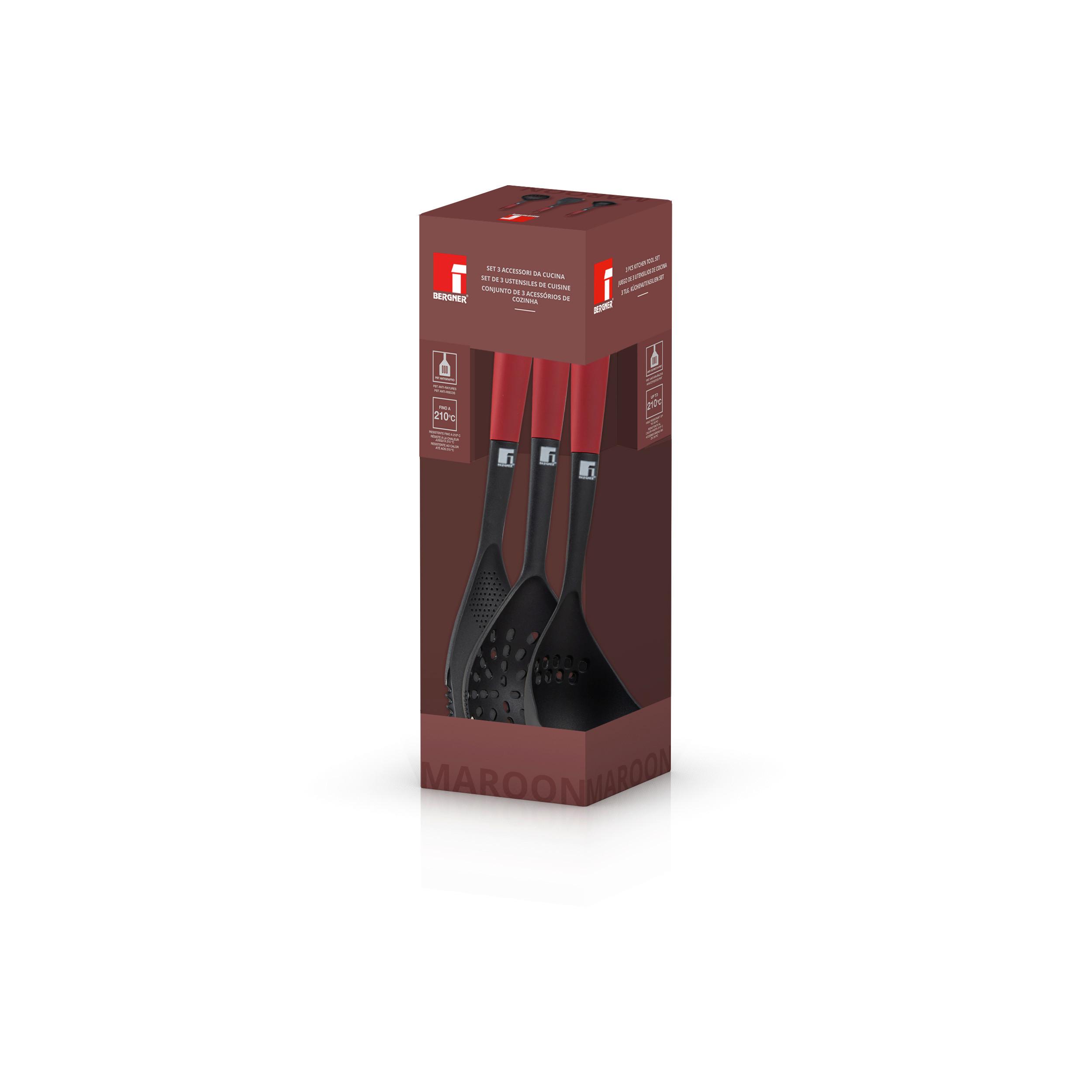 Küchenhelferset 3-teilig Kitchen Tools Rot/Schwarz - Rot, Basics, Kunststoff (11.5/11,5/35cm)