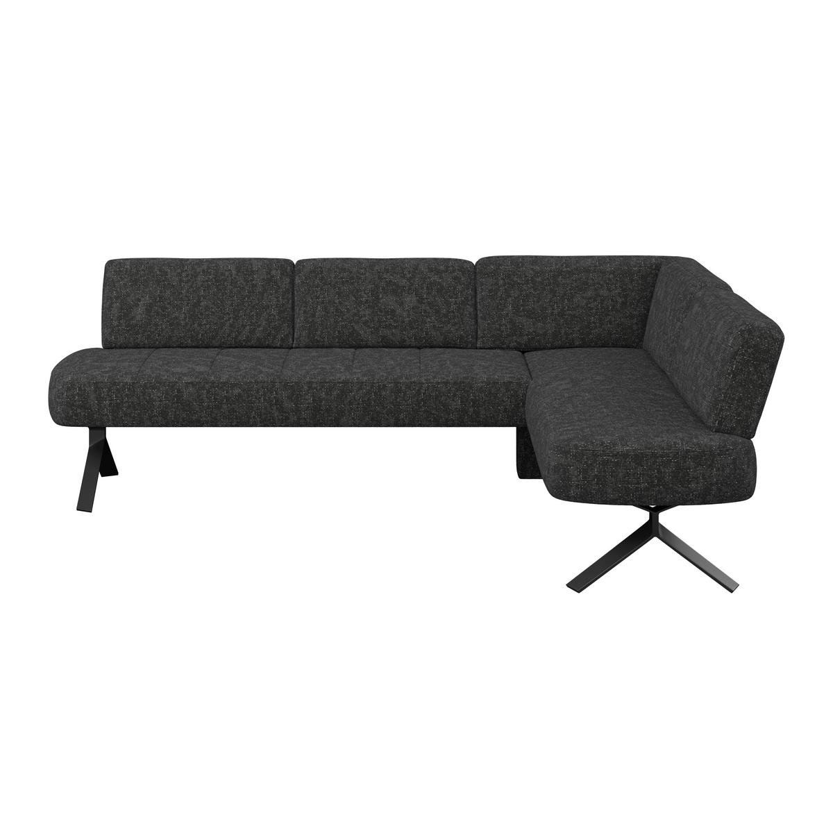 Eckbank dunkelgrau/Metallbeine Ulmo, S:248x176cm - Dunkelgrau/Schwarz, MODERN, Textil/Metall (248/176cm)