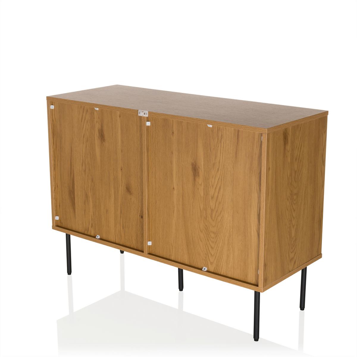 Linno S Sideboard Eichefarben B: 100 Cm - Eichefarben/Schwarz, MODERN, Holzwerkstoff (100/74/40cm) - MID.YOU