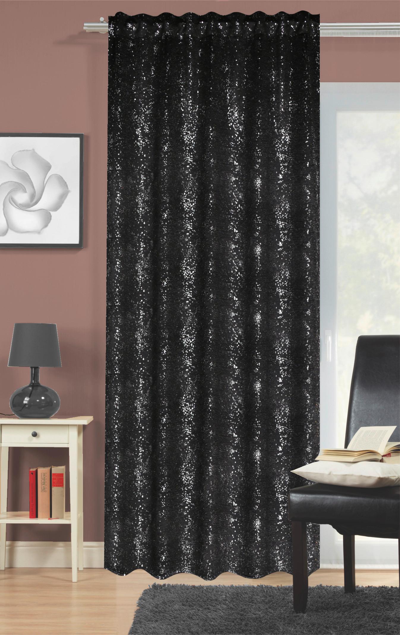 Fertigvorhang Elise - Schwarz, MODERN, Textil (135/245cm) - Luca Bessoni