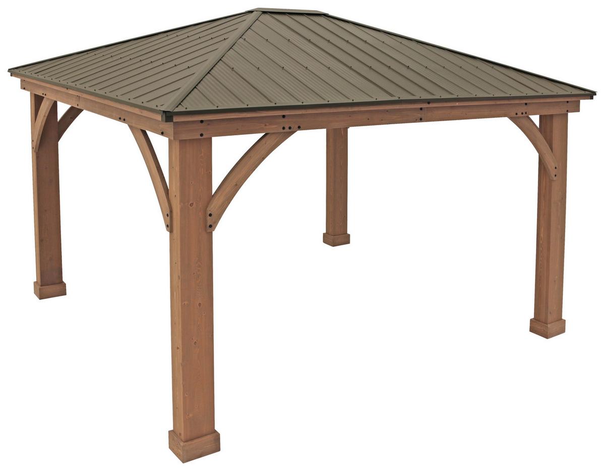 Pavillon Devon 427x365cm wetterfest - Bronzefarben/Mokka, Basics, Holz/Metall (427/317,5/365cm)